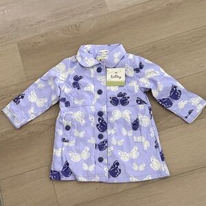Hayley Girls Purple Butterfly Raincoat with Terry Lining